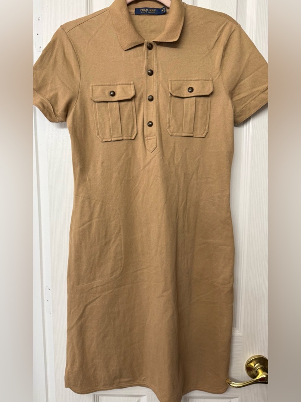 Ralph Lauren Tan Polo Golf Shirt Midi Dress